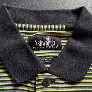Ashworth Black and Yellow Striped Polo